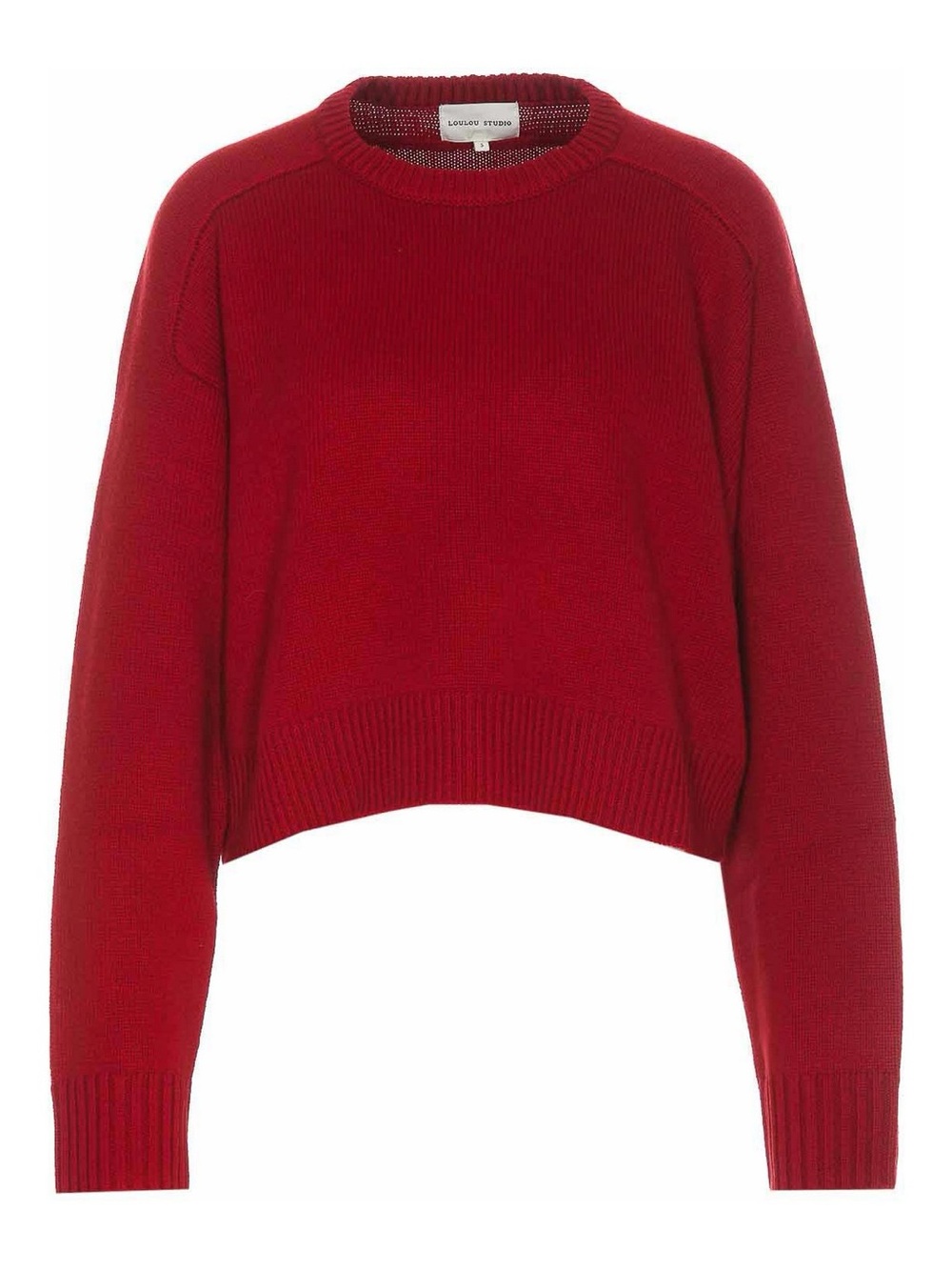 Loulou Studio Red Cropped Crew Sweater